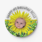 Personalised Sunflower First Birthday Plates