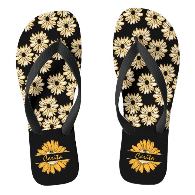 Personalised Sunflower Flip Flops (Footbed)