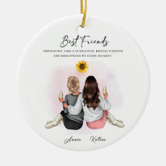 Personalised Sunflower Friendship: Bright Keepsake Ceramic Tree Decoration