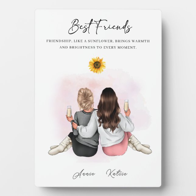 Personalised Sunflower Friendship: Bright Keepsake Plaque (Front)