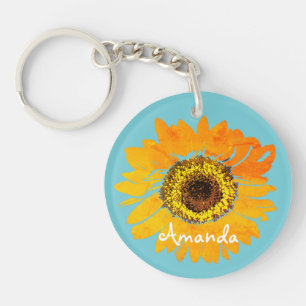 Personalised Sunflower Keychain