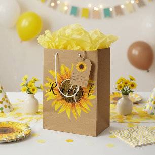 Personalised sunflower medium gift bag