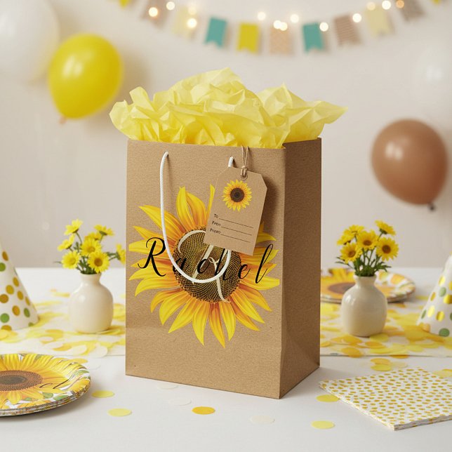 Personalised sunflower  medium gift bag (Creator Uploaded)
