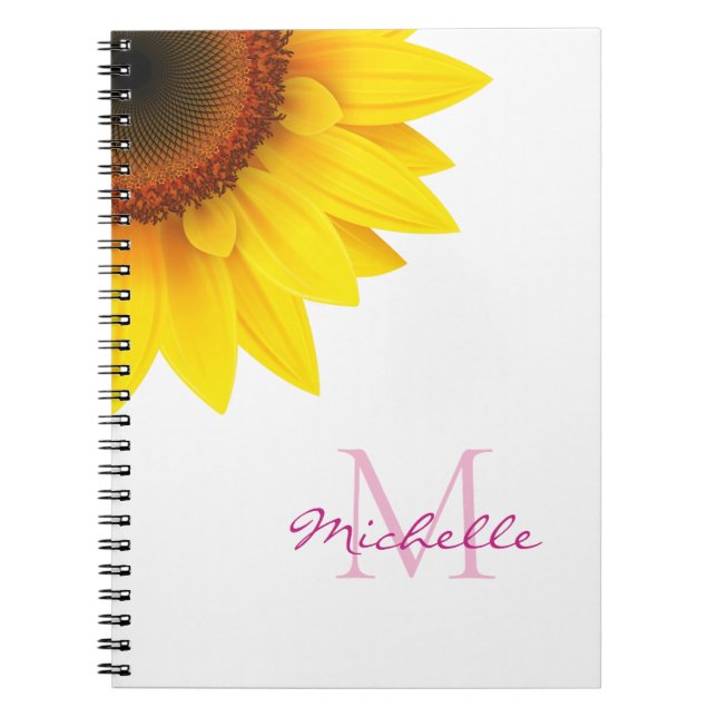 Personalised Sunflower Monogram  Notebook (Front)