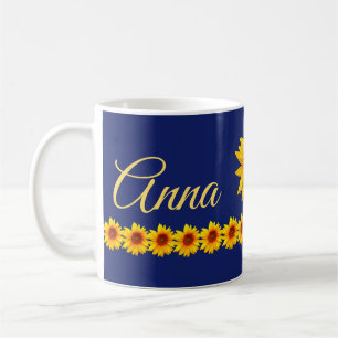 Personalised Sunflower Name or Monogram Coffee Mug