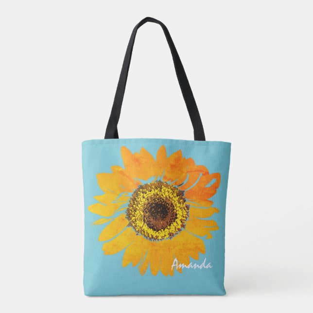 Personalised Sunflower Print Tote Bag (Back)