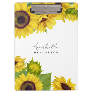 Personalised Sunflower Script Font Feminine Clipboard