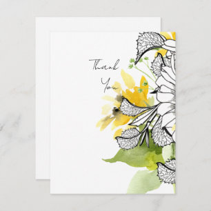 Personalised Sunflower Script Thank You Note Card