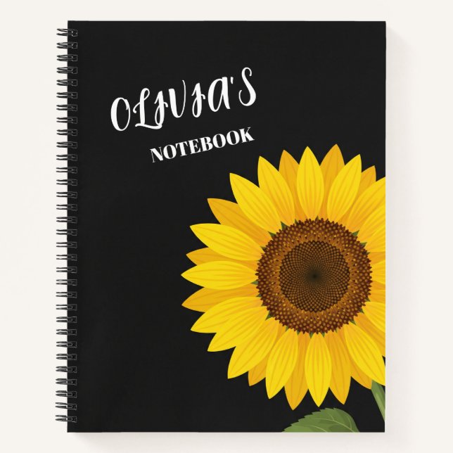 Personalised Sunflower Spiral Notebook (Front)