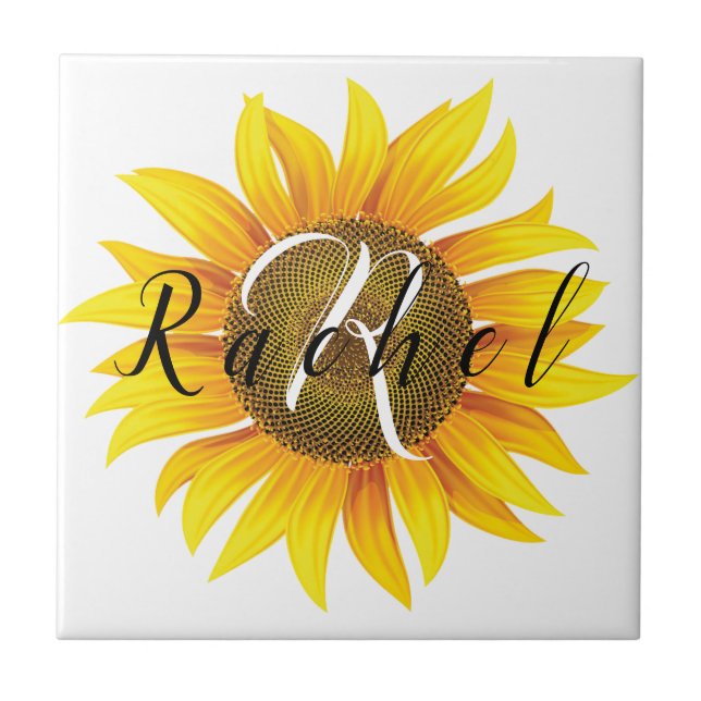 Personalised sunflower  tile (Front)