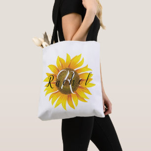 Personalised sunflower tote bag