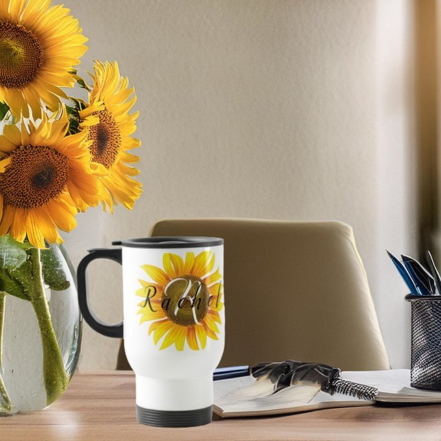 Personalised sunflower  travel mug (Creator Uploaded)