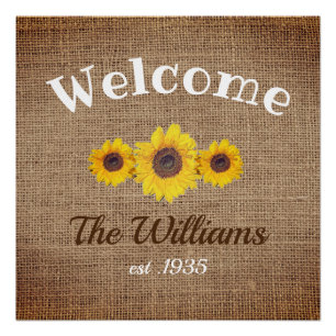 Personalised  sunflower trio -  Welcome Poster