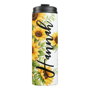 Personalised Sunflower Tumbler, Sunflower Gifts Thermal Tumbler