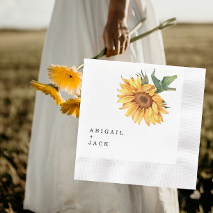 Personalised Sunflower Wedding Coined Napkin