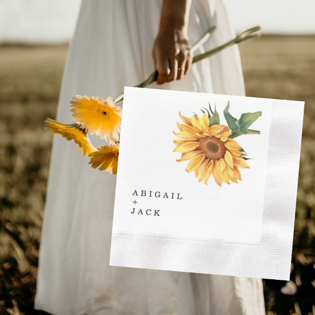 Personalised Sunflower Wedding Coined Napkin (Creator Uploaded)