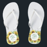 Personalised Sunflower Wedding Flip Flops<br><div class="desc">For further customisation,  please click the "Customise" button and use our design tool to modify this template. If the options are available,  you may change text and image by simply clicking on "Edit/Remove Text or Image Here" and add your own. Designed by Freepik.</div>