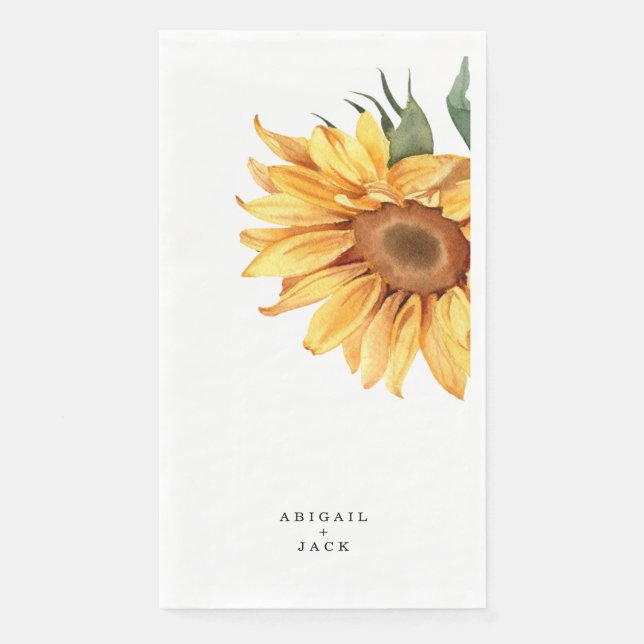 Personalised Sunflower Wedding  Napkin (Front)