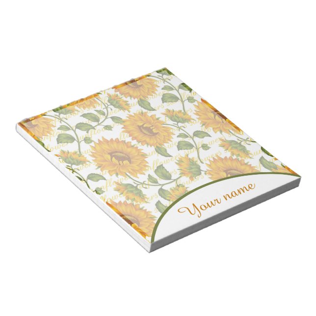 Personalised Sunflowers and text  Notepad (Angled)