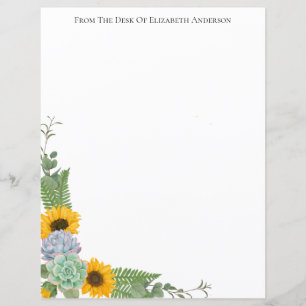 Personalised Sunflowers Floral Greenery Stationary