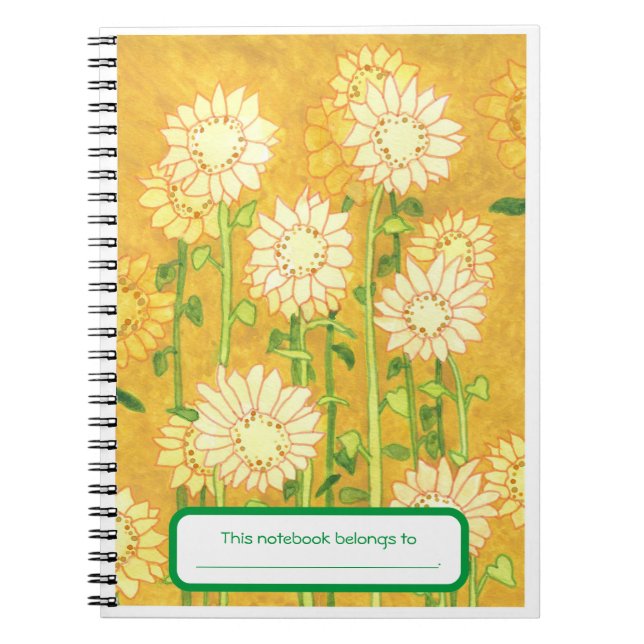 Personalised Sunflowers in Watercolor Notebooks (Front)