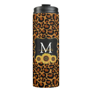 Personalised Sunflowers & Leopard Thermal Tumbler