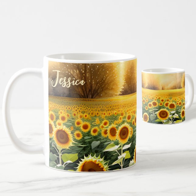 Personalised Sunflowers Mug - Nature Inspired Gift (🌻 Nature's Beauty: Personalized Sunflowers Mug! ☕)