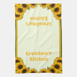 Personalised Sunflowers Tea Towel
