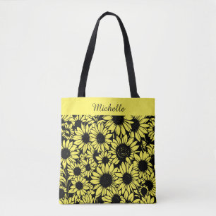personalised sunflowers tote bag