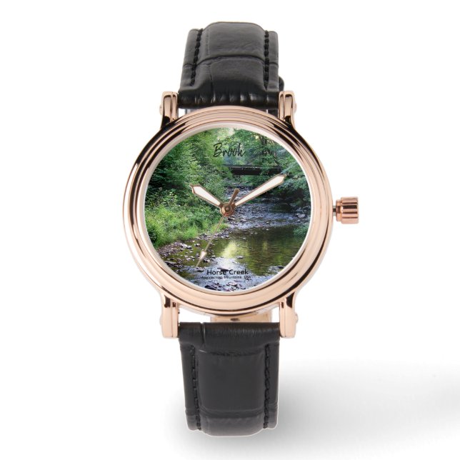 Personalised Sunlit Serenity Mountain Creek Photo Watch (Front)