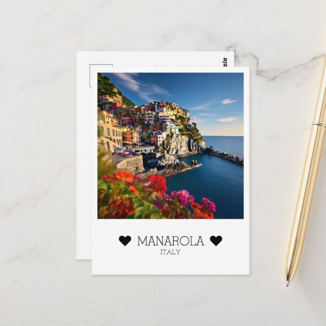Personalised, sunny day in Manarola, Italy Postcard (Front/Back In Situ)