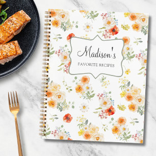 Personalised Sunny Floral Pattern Recipe Book