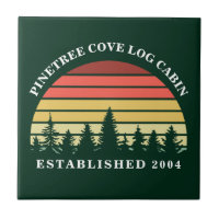Personalised Sunset Log Cabin Lake House Green