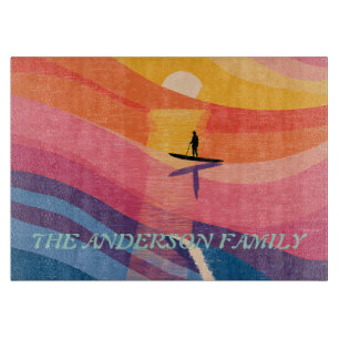 Personalised Sunset Paddle Board Cutting Board