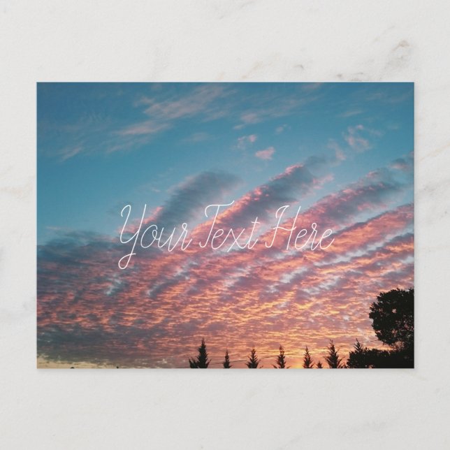 Personalised Sunset Pink Clouds Landscape Postcard (Front)