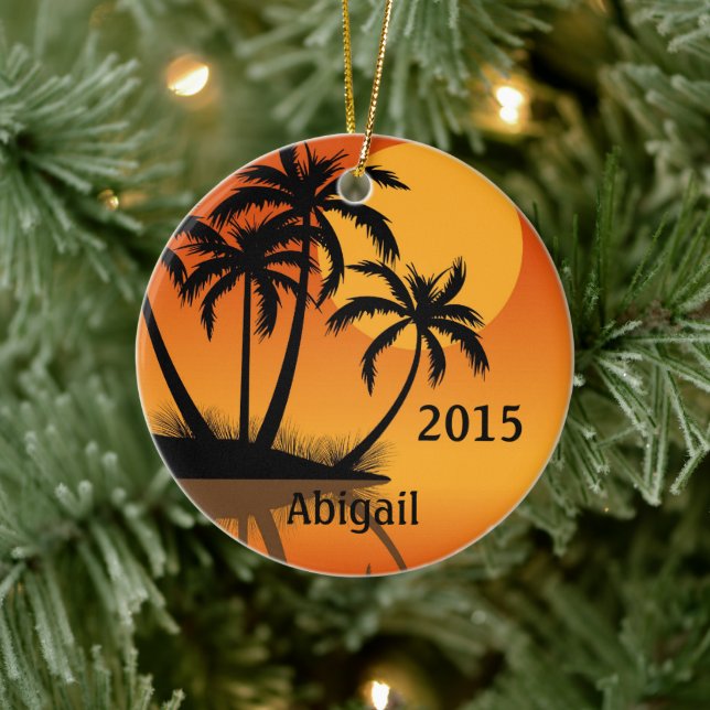 Personalised Sunset Tropical Beach Ornament (Tree)