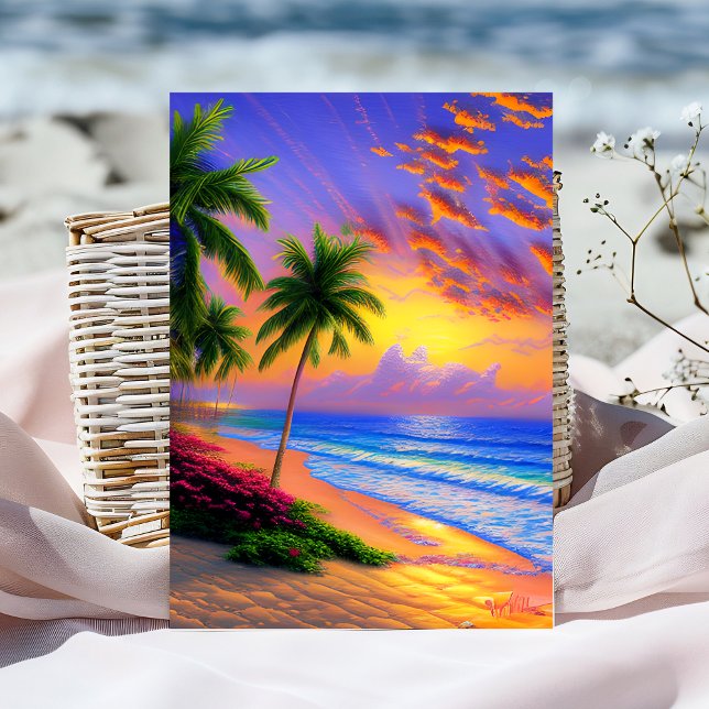 Personalised Sunset Tropical Birthday Card (Creator Uploaded)