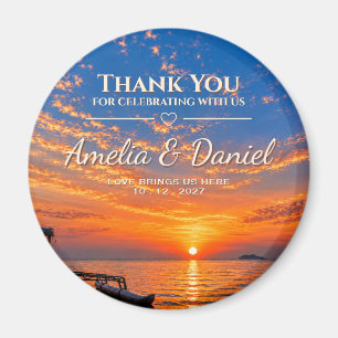 Personalised Sunset Wedding Favour Magnet