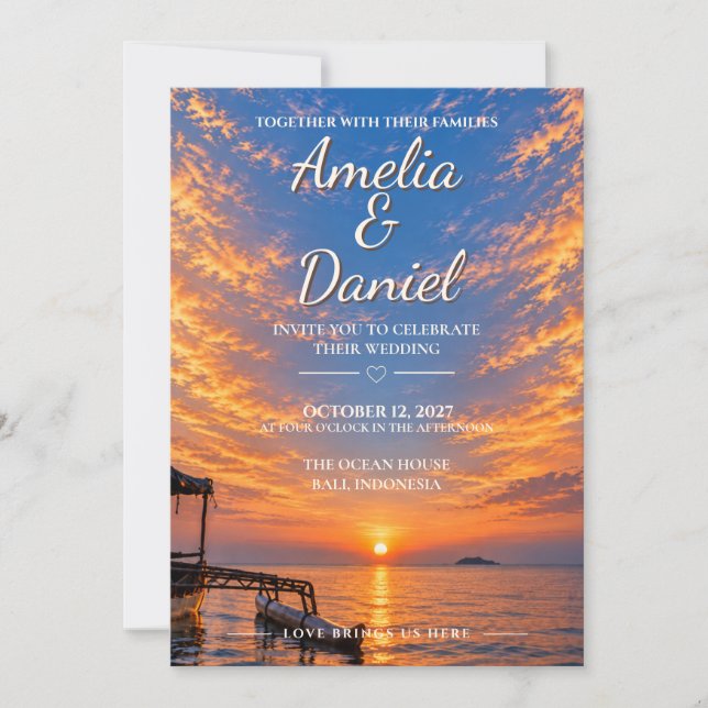Personalised Sunset Wedding Invitation (Front)