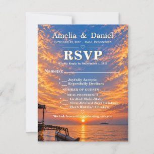 Personalised Sunset Wedding RSVP Card