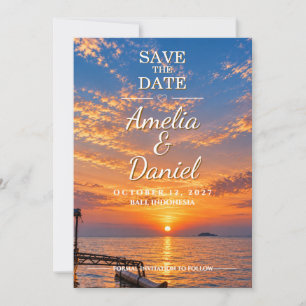 Personalised Sunset Wedding Save the Date Card