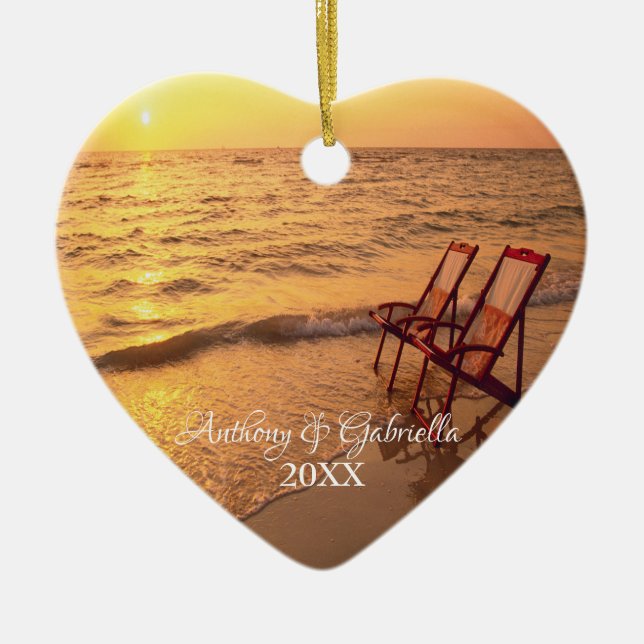 Personalised Sunsetting Beach Ornament (Front)