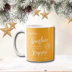 Personalised Sunshine You Make Me Happy Yellow Coffee Mug
