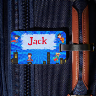 Personalised Super Hero Child Name Luggage Tag
