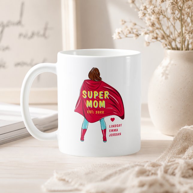 Personalised Super Mum Mug | Custom Kids Names (Personalized Super Mom Mug | Custom Kids Names)
