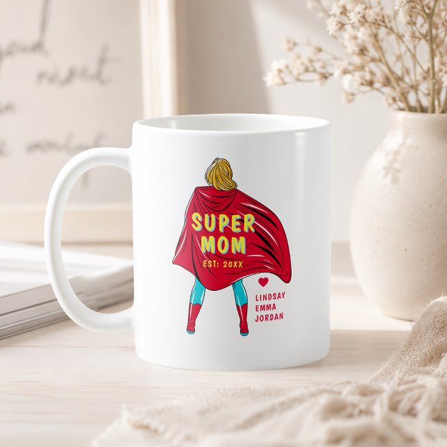 Personalised Super Mum Mug | Custom Kids Names (Personalized Super Mom Mug | Custom Kids Names)