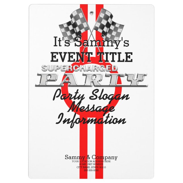 Personalised Supercharged Performance Party Clipboard (Back)