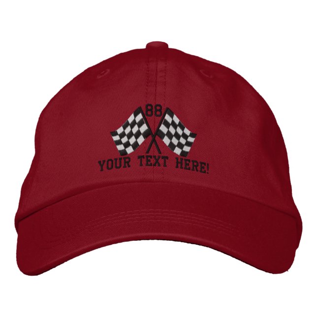 Personalised Supercharged Racing Flags Embroidery Embroidered Hat (Front)