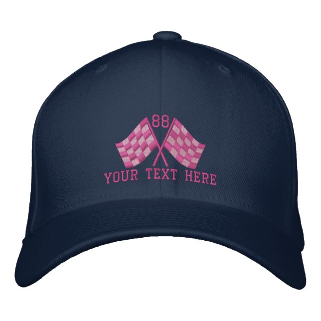 Personalised Supercharged Racing Flags Embroidery Embroidered Hat (Front)