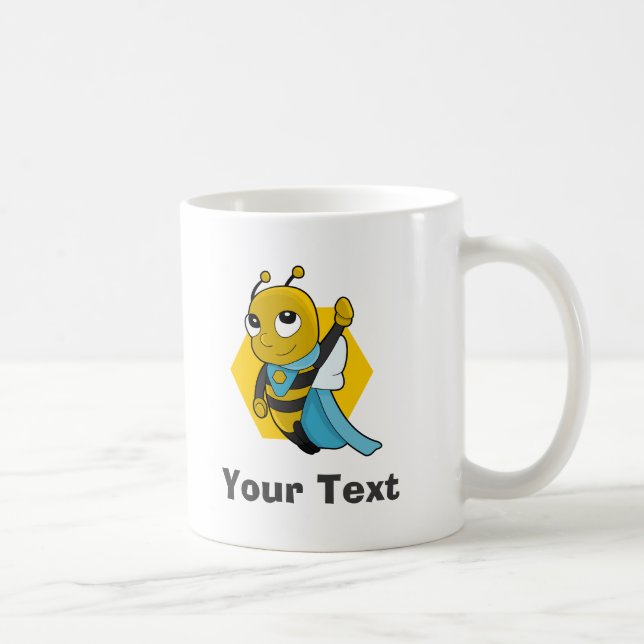 Personalised Superhero bee cartoon Coffee Mug (Right)